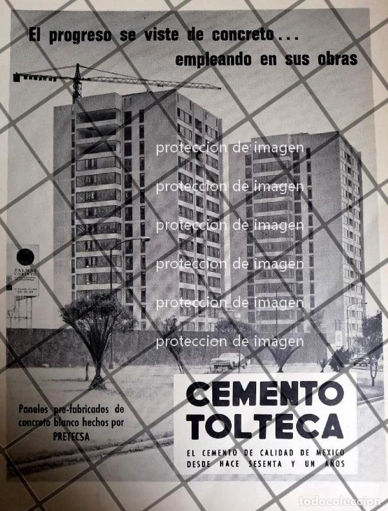 Poster collecting: AFICHE RETRO CEMENTOS TOLTECA CONSTRUYE COL. PALMAS CORINTO 1969