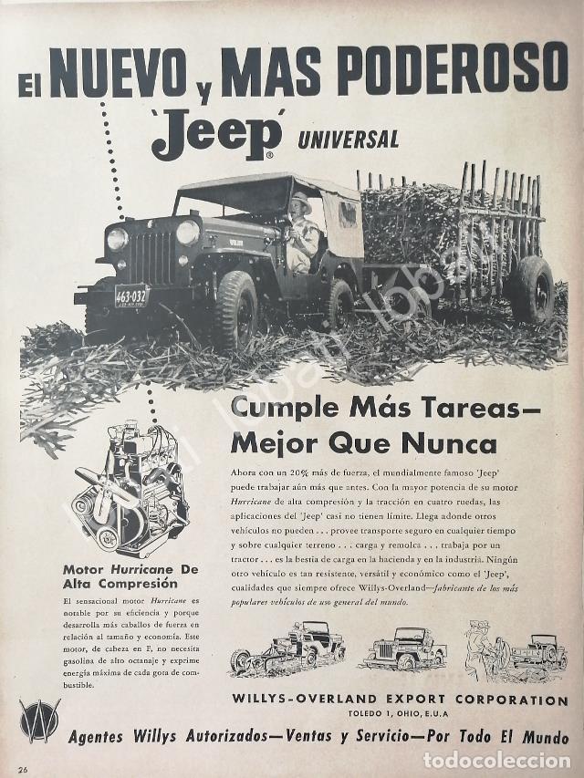 Poster collecting: CARTEL ANTIGUO ORIGINAL DE AUTOS WILLYS JEEP UNIVERSAL 1953 / 707