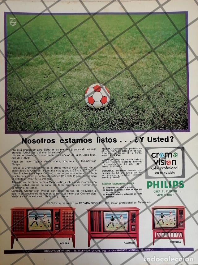 Poster collecting: CARTEL ANTIGUO ORIGINAL TELEVISORES PHILIPS COPA DEL MUNDO 1970