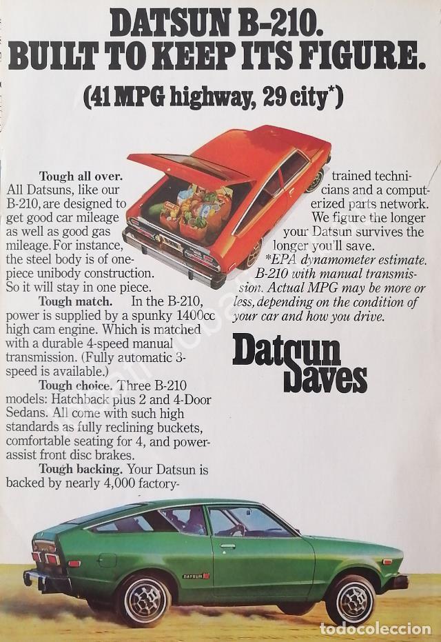 Poster collecting: CARTEL ANTIGUO ORIGINAL DE AUTOS NISSAN DATSUN B-210 1976 / 737 RARO