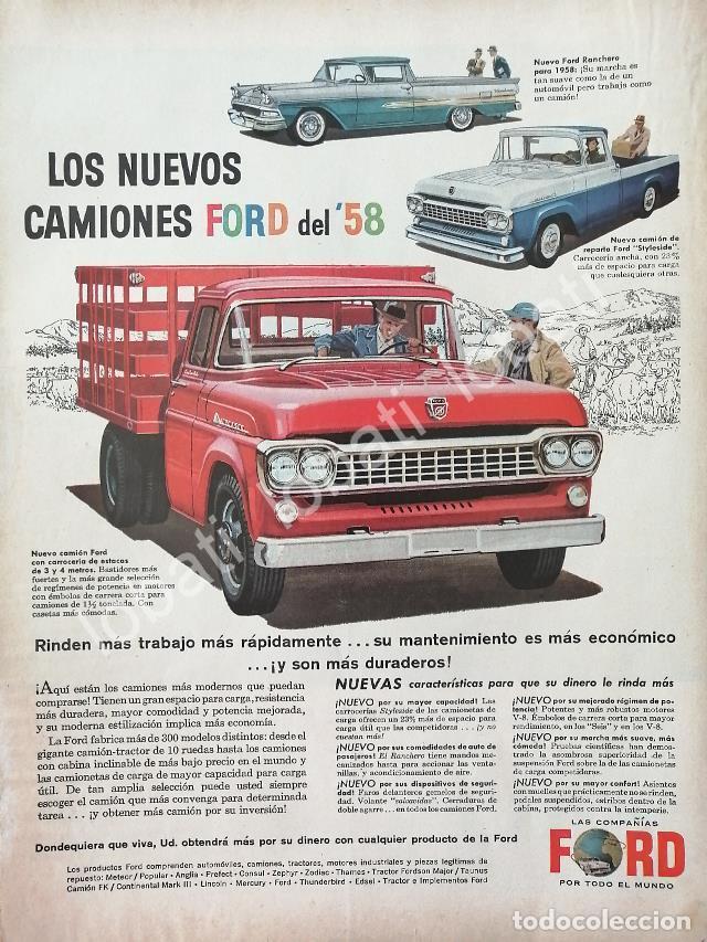 Poster collecting: CARTEL ANTIGUO ORIGINAL DE CAMIONES FORD 1958 Y OTROS /747