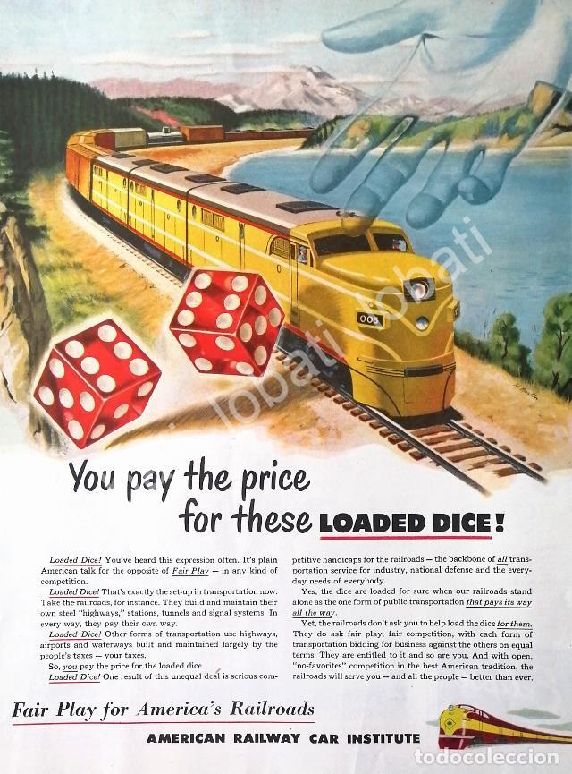 Poster collecting: CARTEL ANTIGUO ORIGINAL DE SEC DE TURISMO DE U.S.A. TREN AMERICAN RAILWAY CAR INSTITUTE 1950