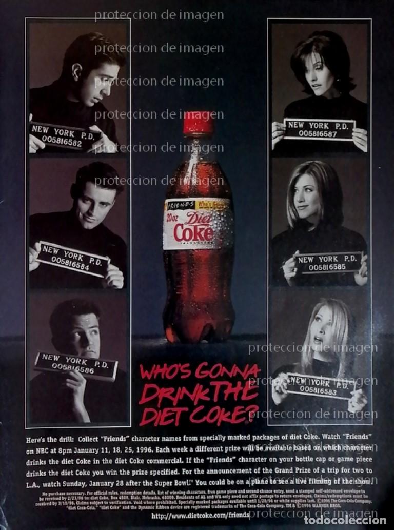 Sammeln von Plakaten: CARTEL VINTAGE DIET COKE Y ACTORES DEL PROGRAMA FRIENDS