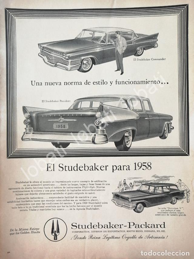 Sammeln von Plakaten: CARTEL ANTIGUO ORIGINAL DE AUTOS STUDEBAKER PRESIDENT Y COMMANDER 1958 / 773