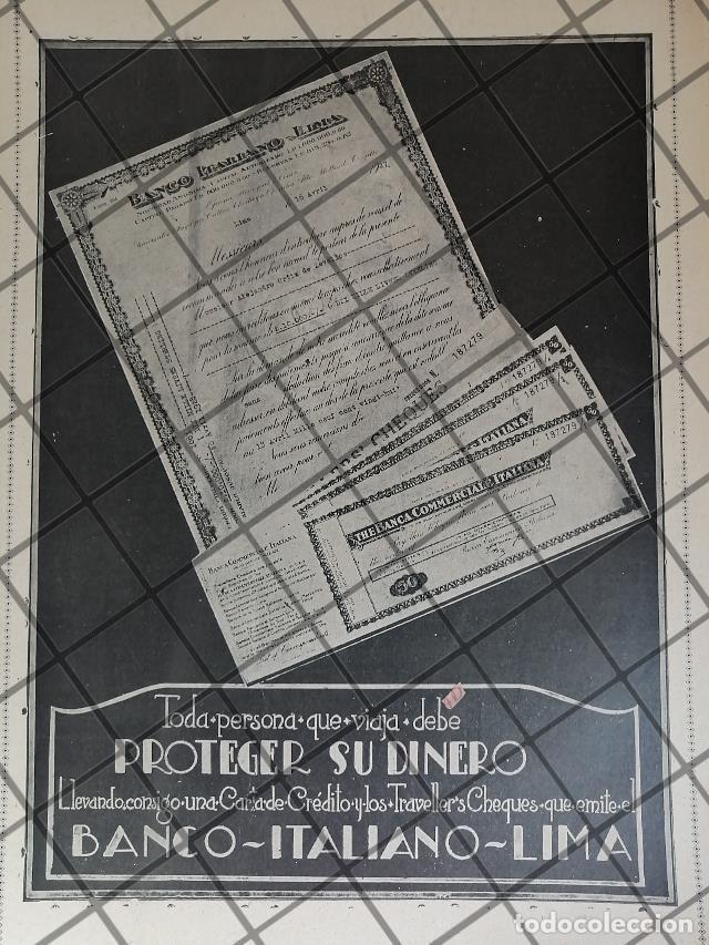 Sammeln von Plakaten: CARTEL PUBLICIDAD VINTAGE. BANCO ITALIANO 1927 /RARO. PERU