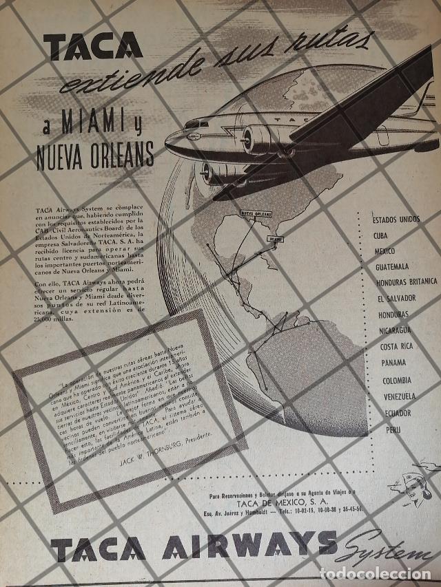 Collectionnisme d'affiches: CARTEL ANTIGUO ORIGINAL AEROLINEAS TACA 1947 (AVIANCA) /989