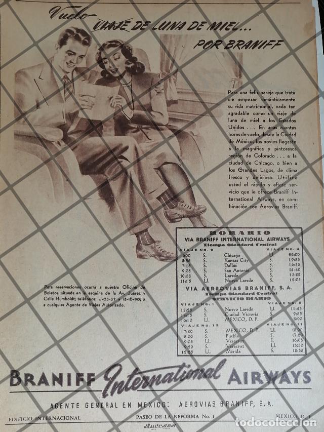 Collectionnisme d'affiches: CARTEL ANTIGUO ORIGINAL AEROLINEAS BRANNIF 1946 /994