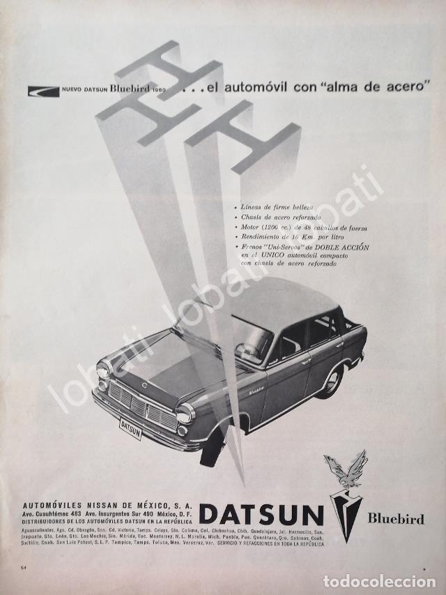 Collectionnisme d'affiches: CARTEL ANTIGUO ORIGINAL DE AUTOS NISSAN DATSUN BLUEBIRD 1960 EL PRIMERO MEXICANO / 802