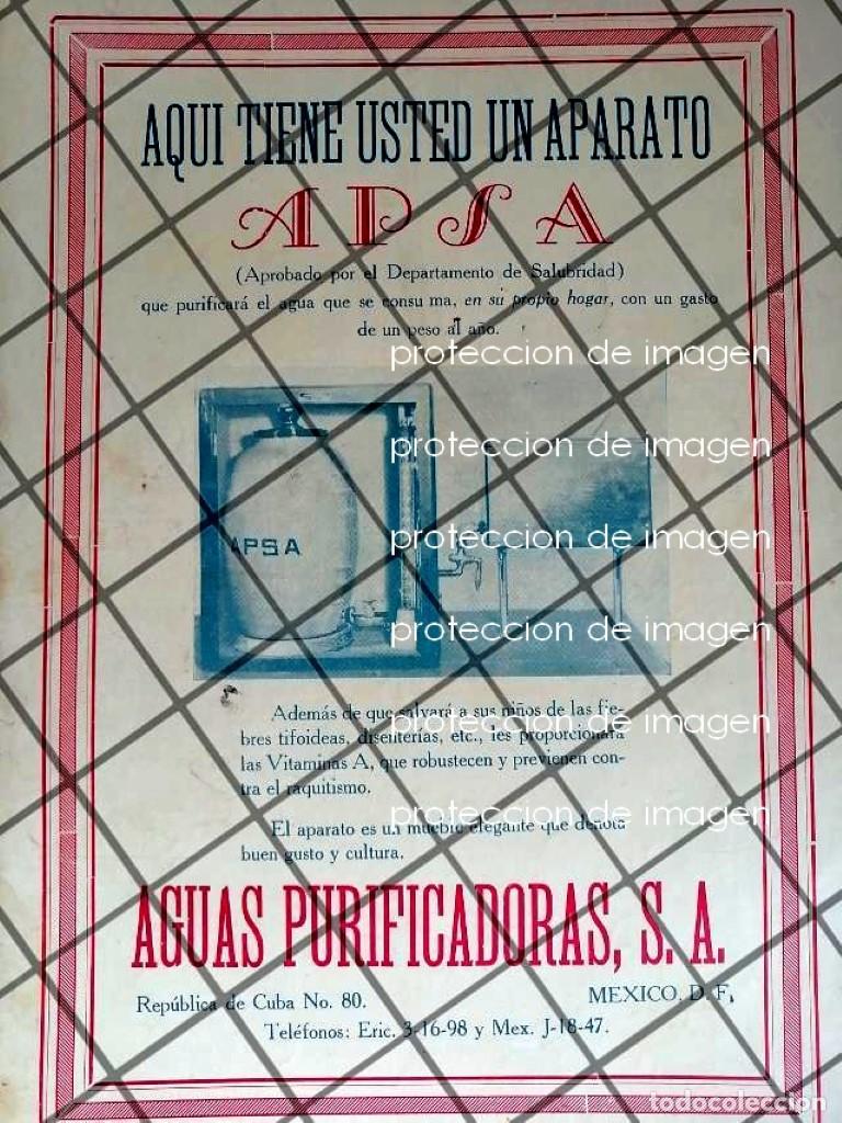 Sammeln von Plakaten: CARTEL ANTIGUO AGUAS PURIFICADORAS S.A 1935 /MUY RARO