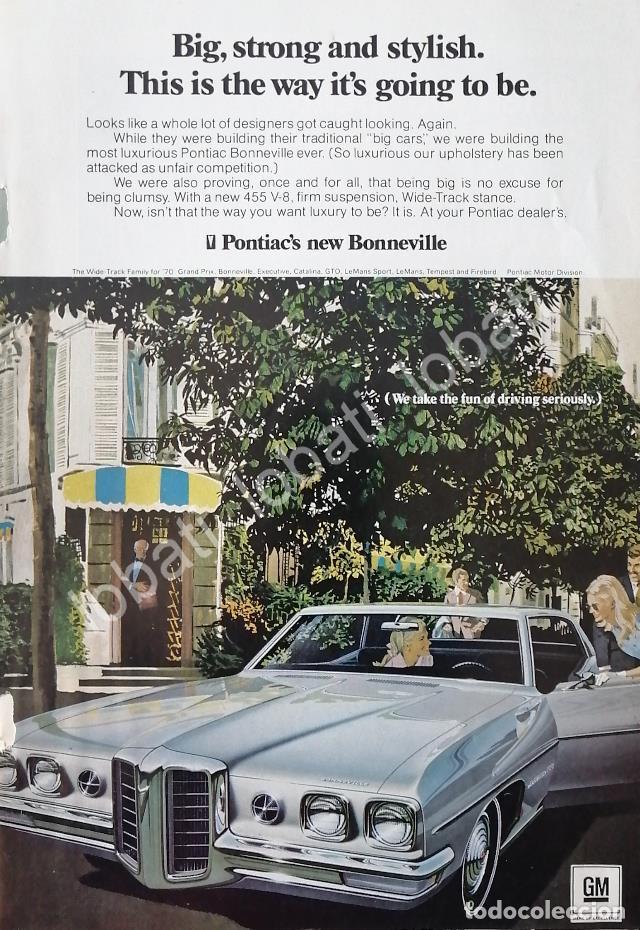 Sammeln von Plakaten: CARTEL ANTIGUO ORIGINAL DE AUTOS CHEVROLET PONTIAC BONEVILLE 1970 / 818