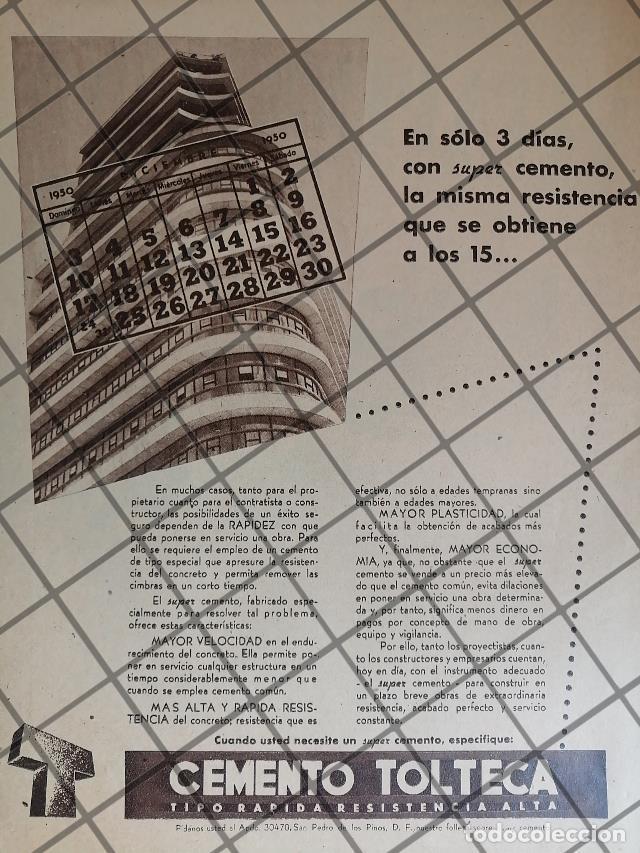 Sammeln von Plakaten: CARTEL PUBLICITARIO ANTIGUO CEMENTO TOLTECA 1950 /1036
