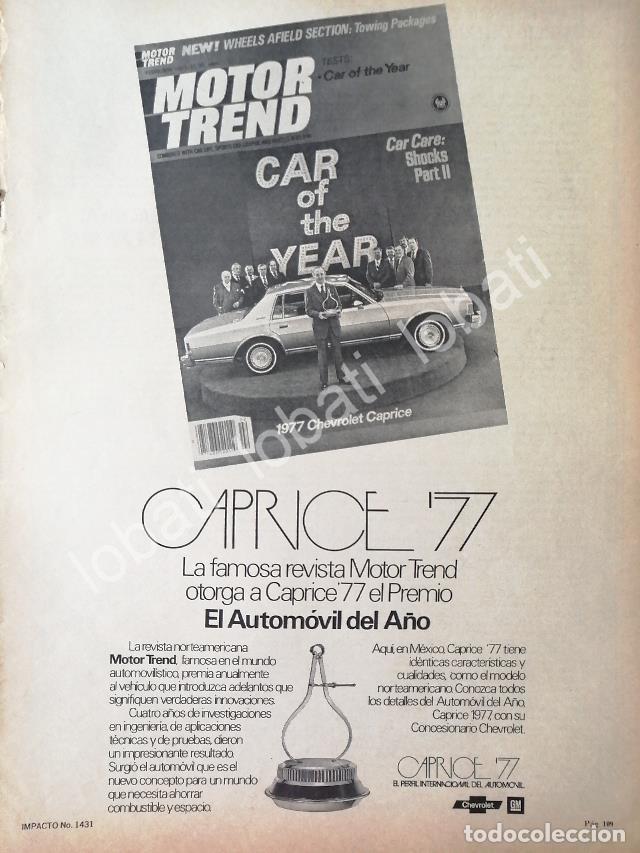 Sammeln von Plakaten: CARTEL ANTIGUO ORIGINAL DE AUTOS CHEVROLET CAPRICE 1977 / 824