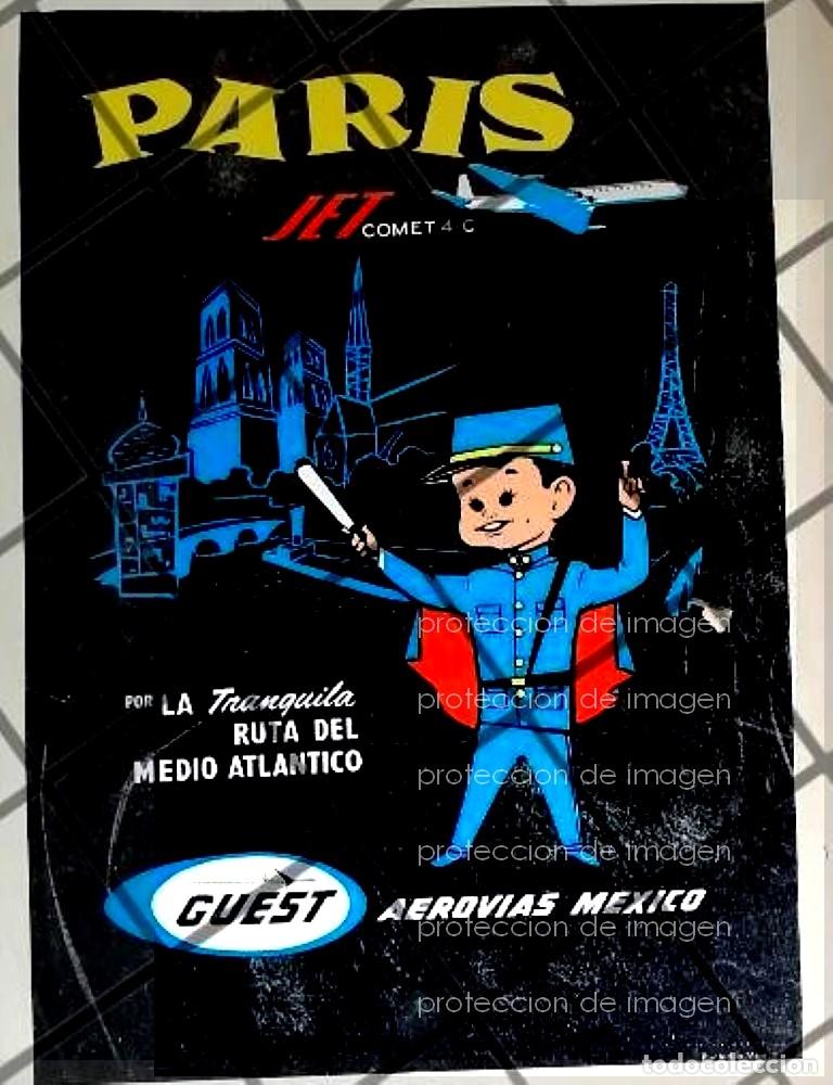 Sammeln von Plakaten: CARTEL PUBLICITARIO RETRO AEROLINEAS GUEST JET COMET 4-C 1961/ 1050