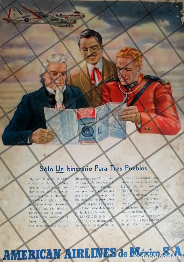 Sammeln von Plakaten: CARTEL ANTIGUO ORIGINAL AEROLINEA AMERICAN AIRLINES 1950s 1067