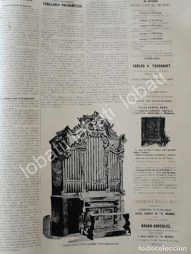Sammeln von Plakaten: CARTEL ANTIGUO ORIGINAL DE ORGANOS TUBULARES WALKER & CIA CASA WAGNER Y LEVIEN 1895 Y LOTERIA NACION