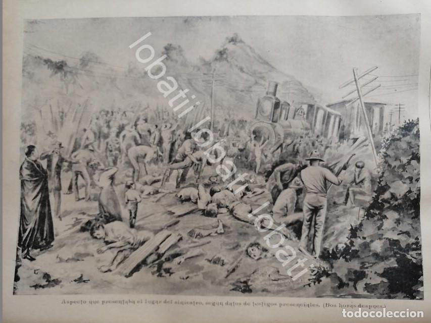 Sammeln von Plakaten: CARTEL ANTIGUO ORIGINAL DE EL GRAN DESCARRILAMIENTO DE TREN EN TEMAMATLA 1895 / LDM