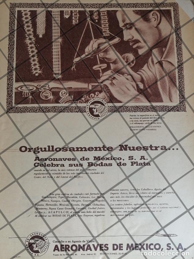 Sammeln von Plakaten: CARTEL PUBLICIDAD RETRO AEROLINEA AERONAVES DE MEXICO 1959 1087