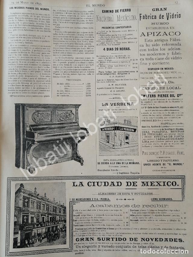 Sammeln von Plakaten: CARTEL ANTIGUO ORIGINAL DE CASA WAGNER LEVIEN, PIANOS STEINWAY, LOERIA NACIONAL 1895 Y OTRAS
