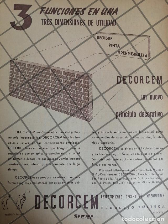 Sammeln von Plakaten: CARTEL ANTIGUO DECORCEM, CEMENTOS TOLTECA 1953 1098