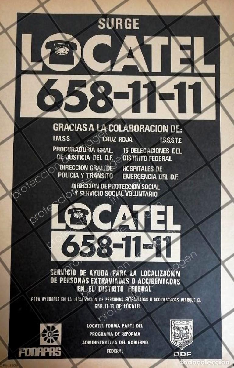Sammeln von Plakaten: AFICHE RETRO DE GOBIERNO. LOCATEL INICIA OPERACIONES 1979