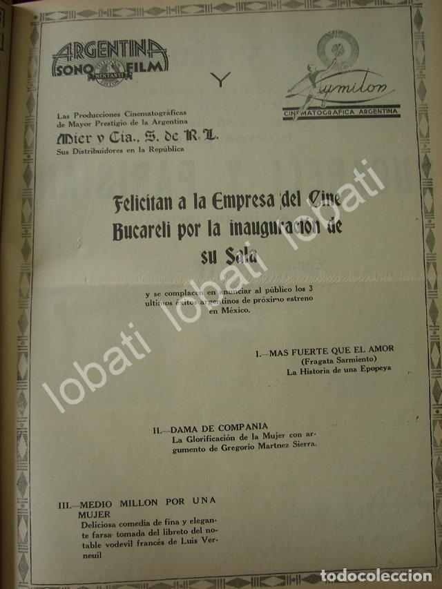 Collectionnisme d'affiches: CARTEL ANTIGUO ORIGINAL DE PRODUCTORAS FELICITAN POR INAUGURACION DEL CINE BUCARELI 1941 /84