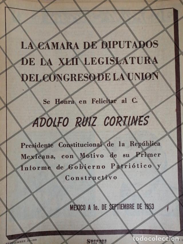 Sammeln von Plakaten: AFICHE RETRO EL CONGRESO FELICITA A RUIZ CORTINES 1953