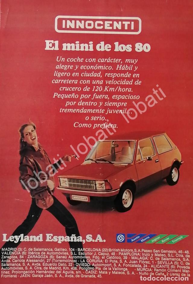 Collectionnisme d'affiches: CARTEL ANTIGUO ORIGINAL DE AUTOS INNOCENTI DE TOMASO 1982 /896 MUY RARO