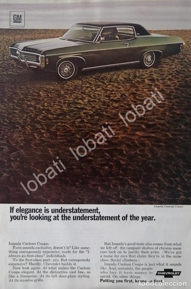 Poster collecting: CARTEL ANTIGUO ORIGINAL DE AUTOS CHEVROLET IMPALA COUPE 1969 /930