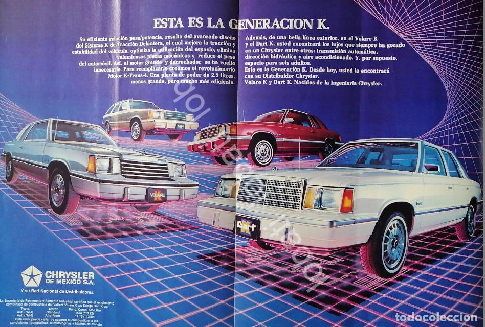 Poster collecting: CARTEL ANTIGUO ORIGINAL DE AUTOS CHRYSLER SERIE K. VOLARE K Y DART-K 1986 /955