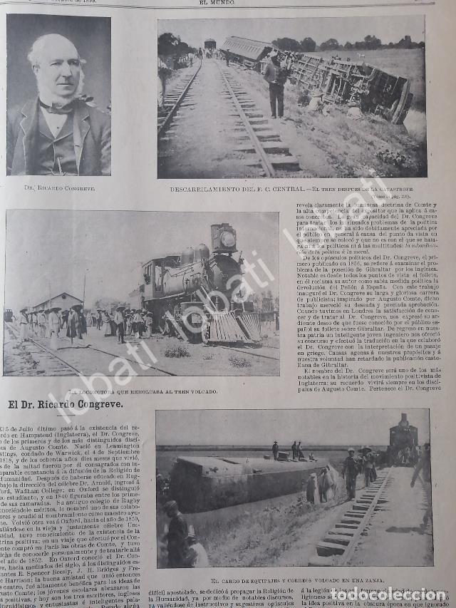Collectionnisme d'affiches: CARTEL ANTIGUO ORIGINAL DE DESCARRILAMIENTO DE TREN EN APASEO, GTO 1899 / FERROCARRIL