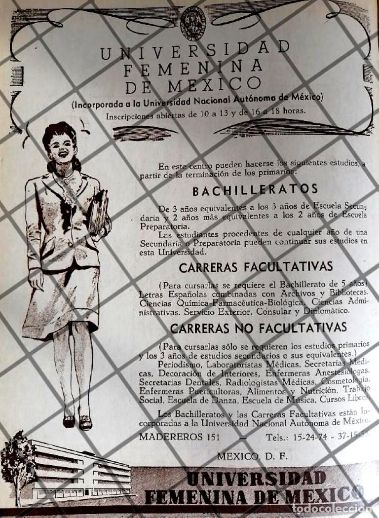 Collectionnisme d'affiches: CARTEL ANTIGUO. UNIVERSIDAD FEMENINA DE MEXICO 1948