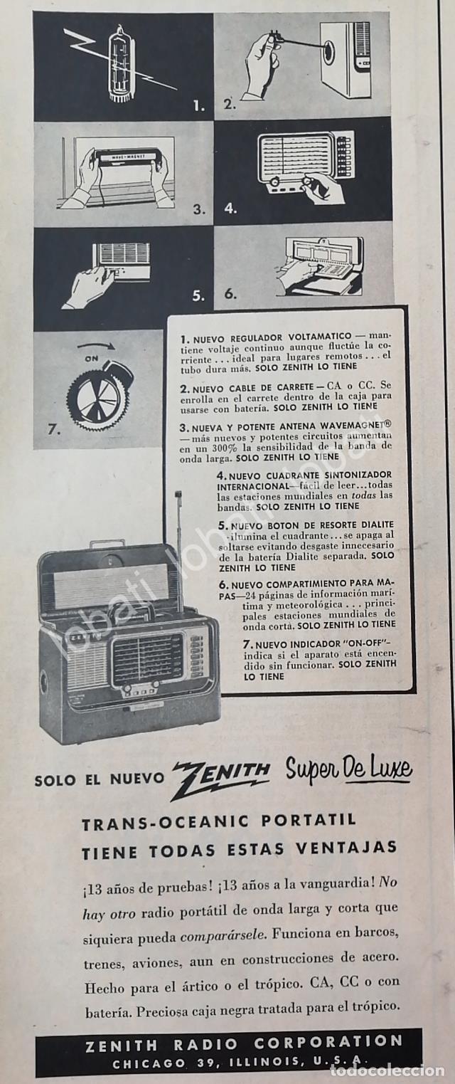Collectionnisme d'affiches: CARTEL ANTIGUO ORIGINAL DE RADIOS ZENITH TRANSOCEANICO SUPER DELUXE 1954 /356