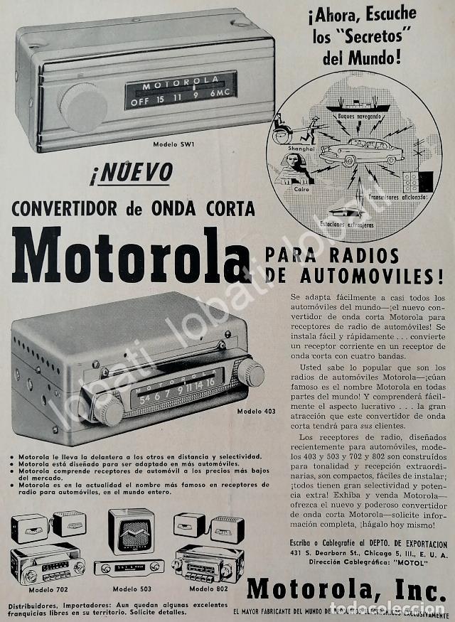 Collectionnisme d'affiches: CARTEL ANTIGUO ORIGINAL DE AUTO ESTEREOS MOTOROLA 1955 /379 MUY RARO