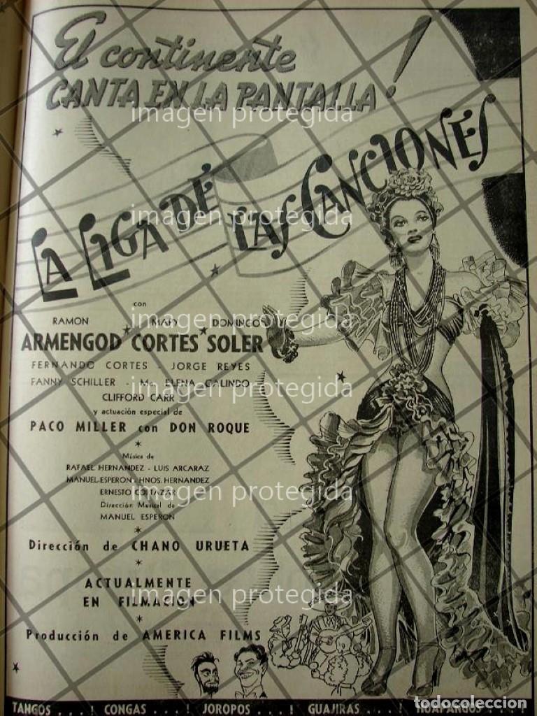 Collectionnisme d'affiches: CARTEL ANTIGUO PELICULA LA LIGA DE LAS CANCIONES 1941