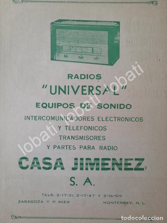 Collectionnisme d'affiches: CARTEL ANTIGUO ORIGINAL DE MINI CARTEL RADIOS UNIVERSAL., MONTERREY 1958 /399