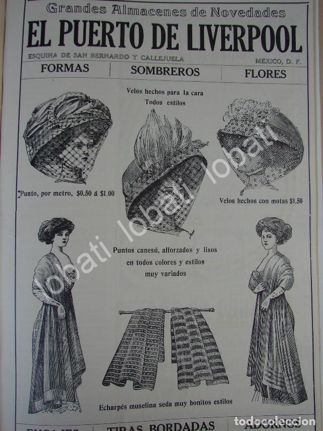 Collectionnisme d'affiches: CARTEL ANTIGUO ORIGINAL DE TIENDAS EL PUERTO DE LIVERPOOL 1910 /705
