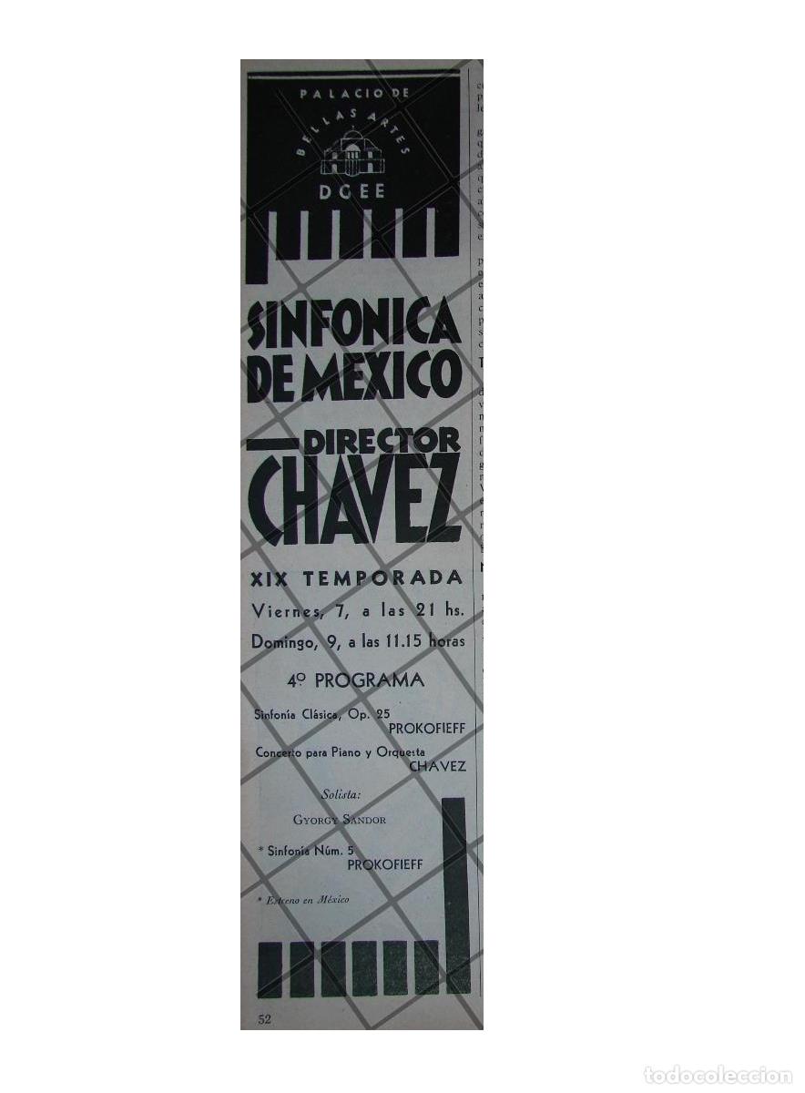 Collectionnisme d'affiches: AFICHE RETRO ORQUESTA SINFONICA CARLOS CHAVEZ 1946 -2