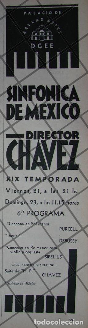 Collectionnisme d'affiches: AFICHE RETRO ORQUESTA SINFONICA CARLOS CHAVEZ & ALBERT SPALDING