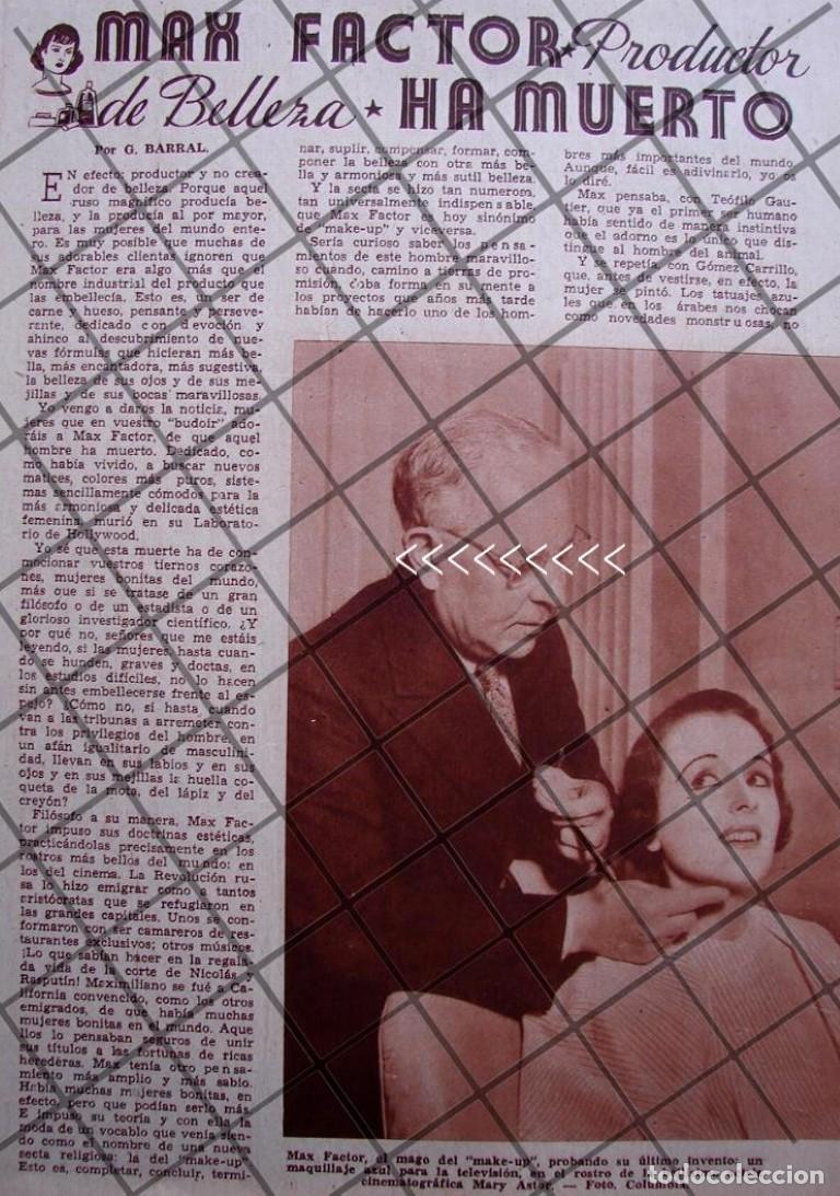 Collectionnisme d'affiches: AFICHE ANTIGUO MUERE MAX FACTOR 1938 Maksymilian Faktorowicz