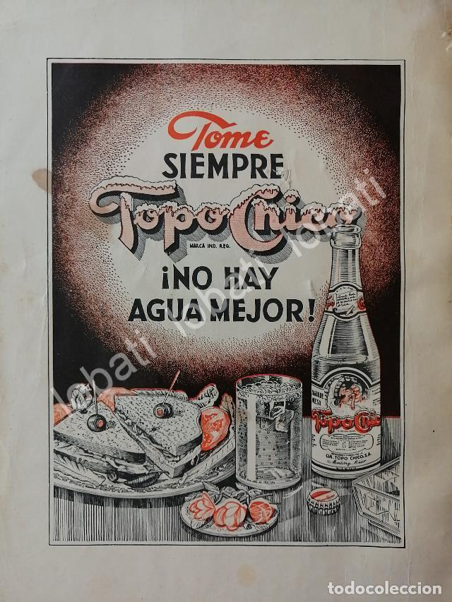 Collectionnisme d'affiches: CARTEL ANTIGUO ORIGINAL DE REFRESCOS AGUA MINERAL TOPO CHICO 1946. MONTERREY /220