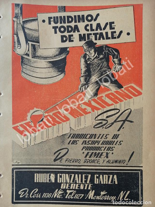Collectionnisme d'affiches: CARTEL ANTIGUO ORIGINAL DE FUNDIDORA FIERRO MEXICANO S.A 1947. /732 MONTERREY
