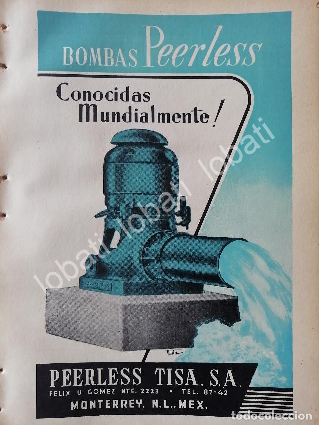 Sammeln von Plakaten: CARTEL ANTIGUO ORIGINAL DE BOMBAS HIDRAULICAS PEERLES. TISA 1953 /741 MONTERREY
