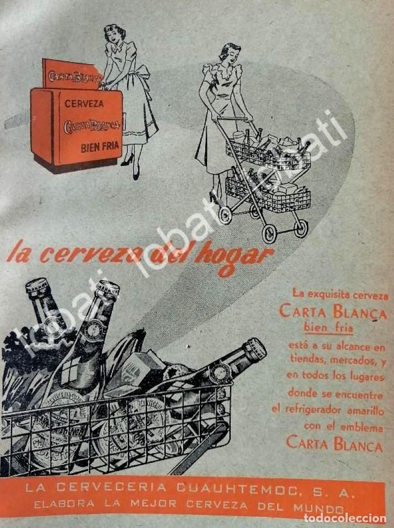 Sammeln von Plakaten: CARTEL ANTIGUO ORIGINAL DE CERVEZA CARTA BLANCA 1952 /227. CERVECERIA CUAUHTEMOC