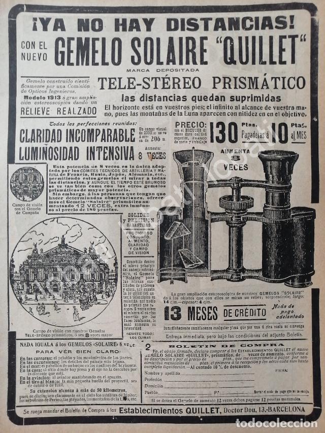 Sammeln von Plakaten: CARTEL ANTIGUO ORIGINAL DE BINOCULARES QUILLET SOLAIRE 1914 /445