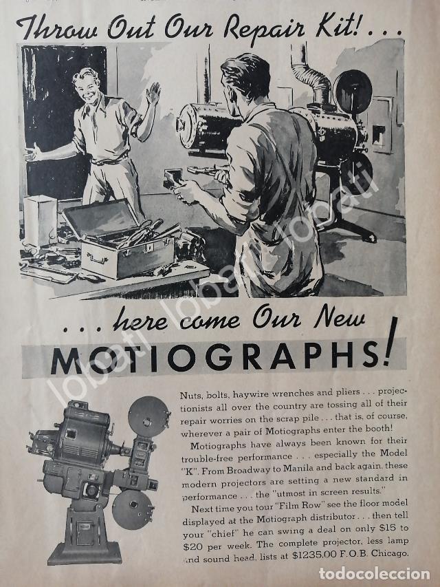 Poster collecting: CARTEL ANTIGUO ORIGINAL DE PROYECTOR PARA CINES MOTIOGRAPH K 1937 /534 MUY RARO