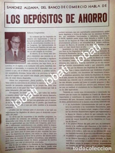 Poster collecting: CARTEL ANTIGUO ORIGINAL DE DISCURSO DE SANCHEZ ALDANA, BANCOMER 1970