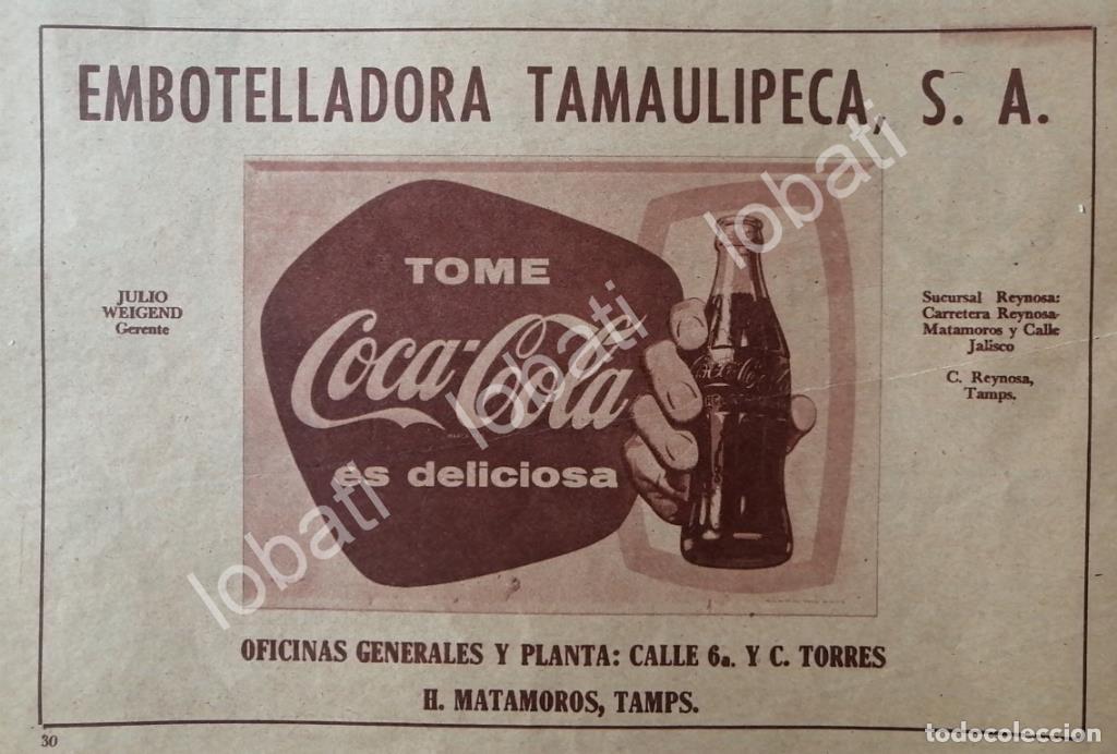 Poster collecting: CARTEL ANTIGUO ORIGINAL DE EMBOTELLADORA TAMAULIPECA S.A 1955 COCA COLA