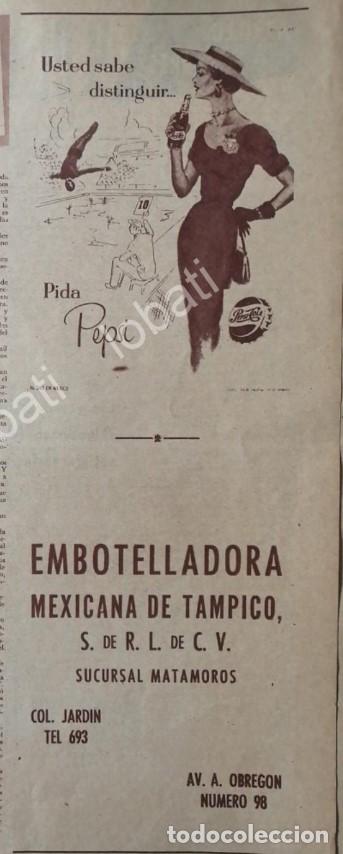 Poster collecting: CARTEL ANTIGUO ORIGINAL DE EMBOTELLADORA DE TAMPICO S.A 1955 PEPSI