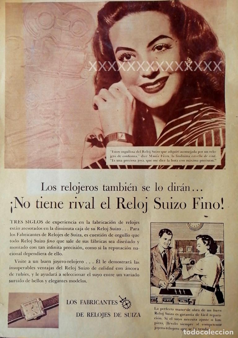 Collectionnisme d'affiches: CARTEL ANTIGUO ORIGINAL DE . MARIA FELIX, RELOJES SUIZOS 1940s