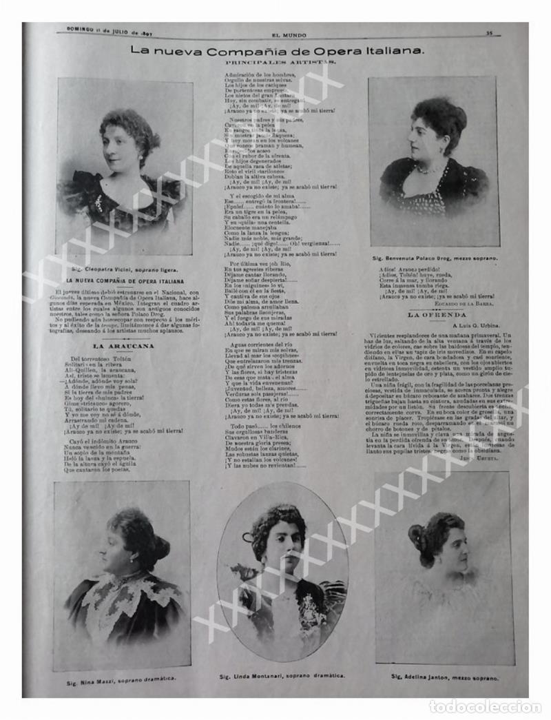 Poster collecting: CARTEL ANTIGUO ORIGINAL DE 1897 CIA. OPERA ITALIANA EN MEXICO, TEATRO